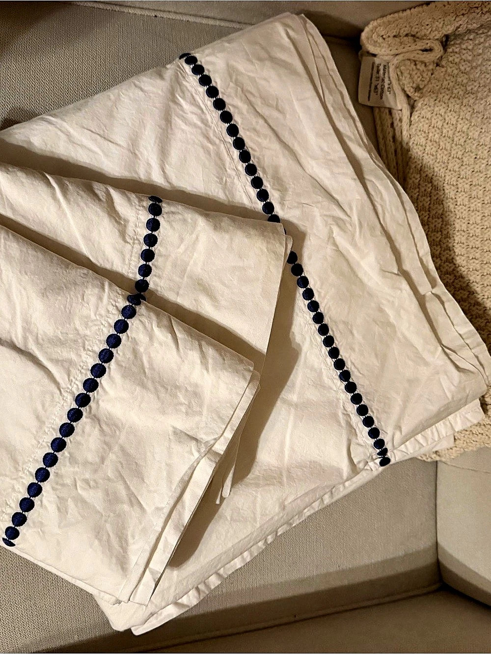 Pottery Barn Pearl Organic Cotton King Size Flat Sheet and pillow cases.